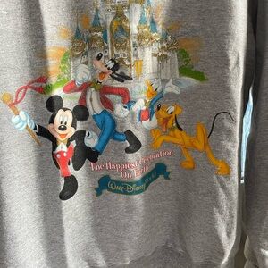 Vintage Disney Gray Sweater with Mickey and Friends
